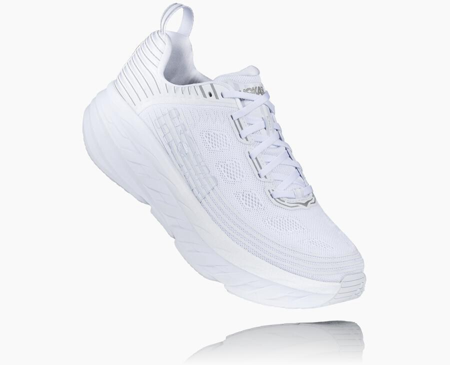 Hoka One One Mens Running Shoes - Bondi 6 - White - KTXN42630